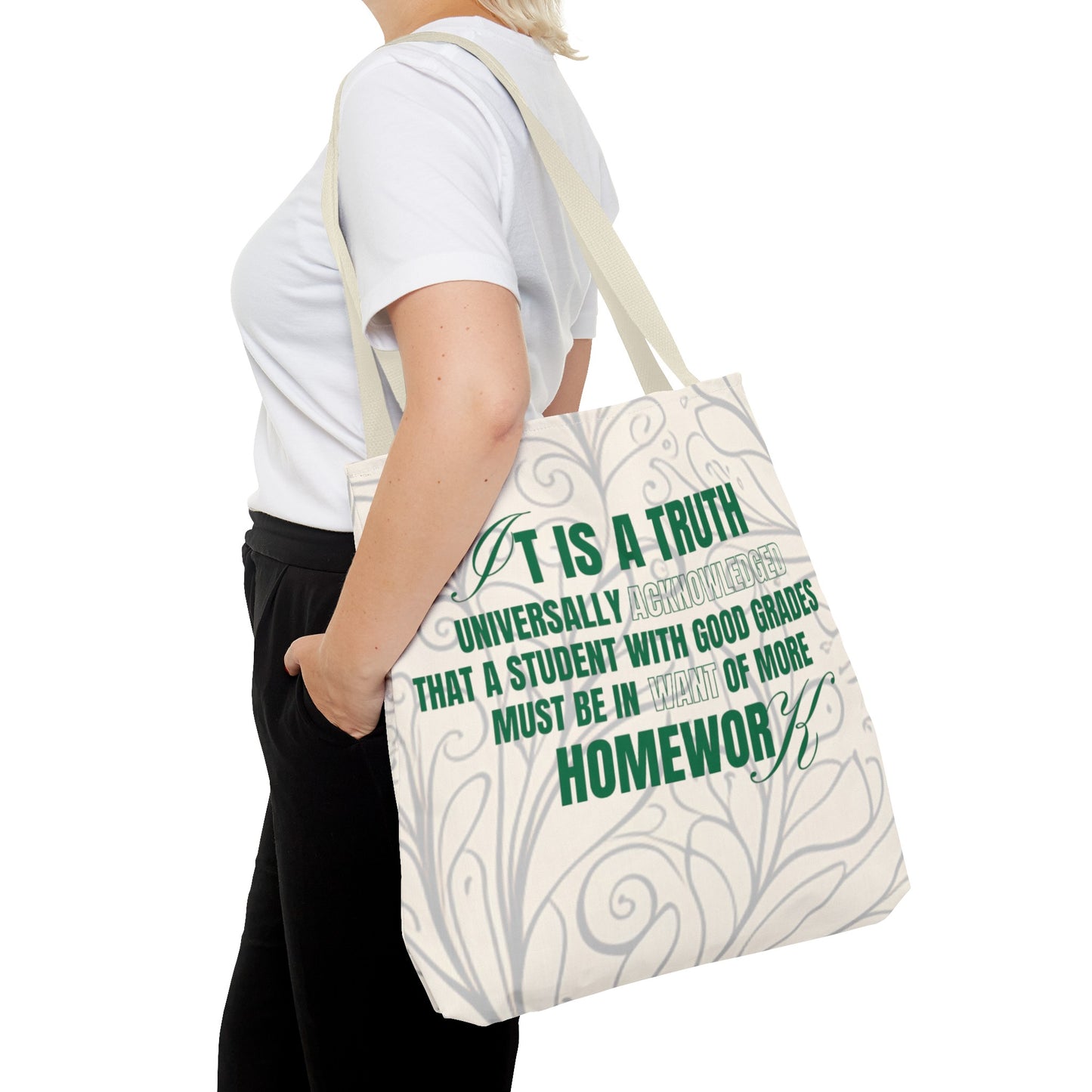 It's A Truth Universally Acknowledged White Tote Bag (AOP)