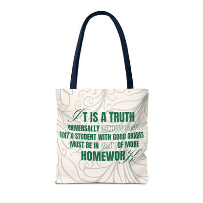 It's A Truth Universally Acknowledged White Tote Bag (AOP)