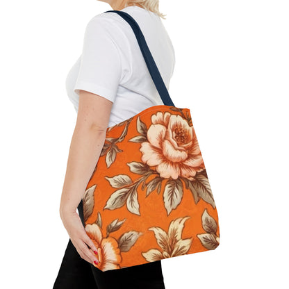 Orange Floral Tote Bag (AOP)