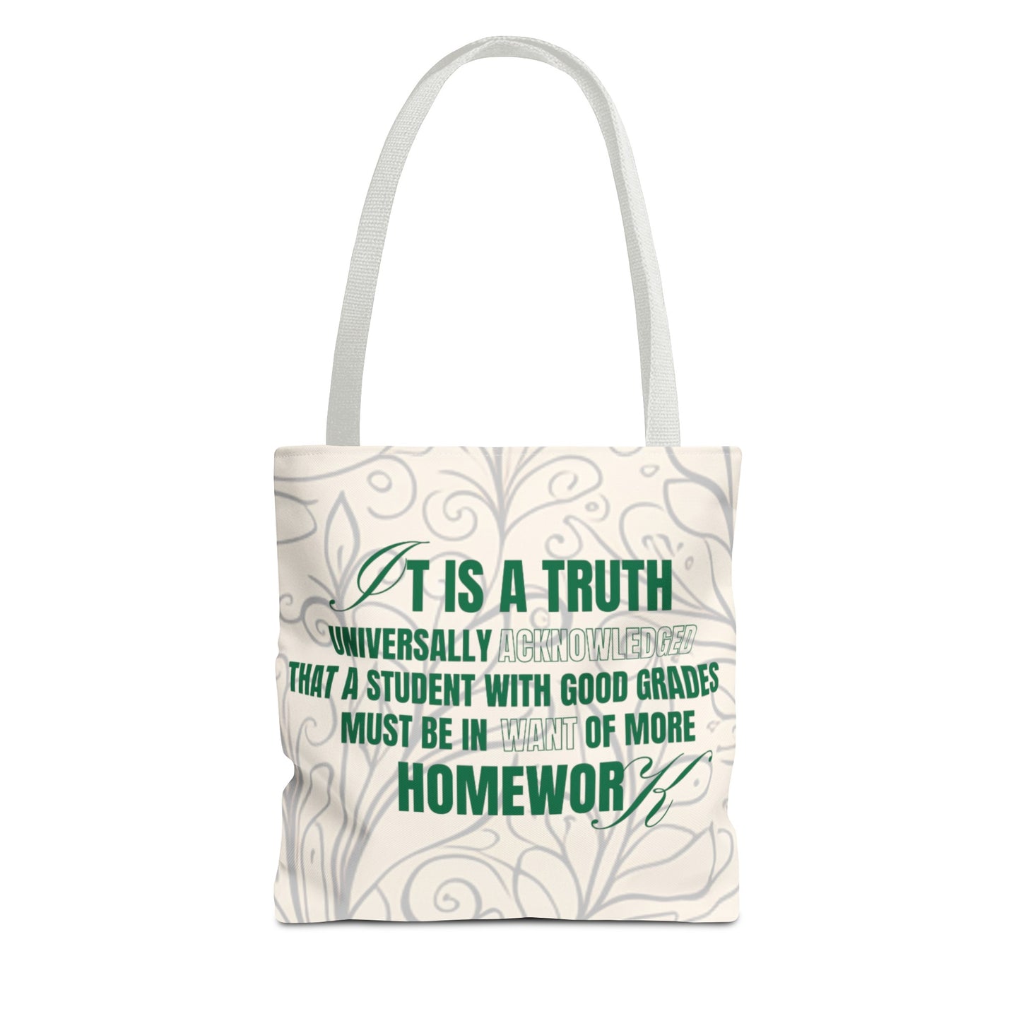 It's A Truth Universally Acknowledged White Tote Bag (AOP)