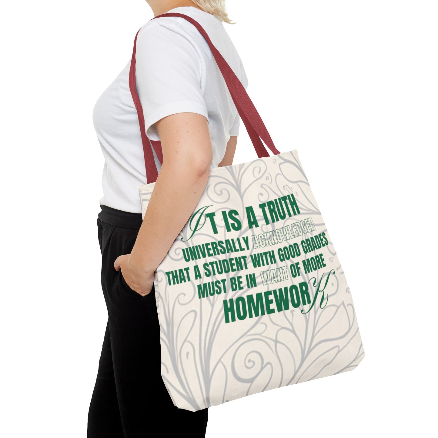 It's A Truth Universally Acknowledged White Tote Bag (AOP)