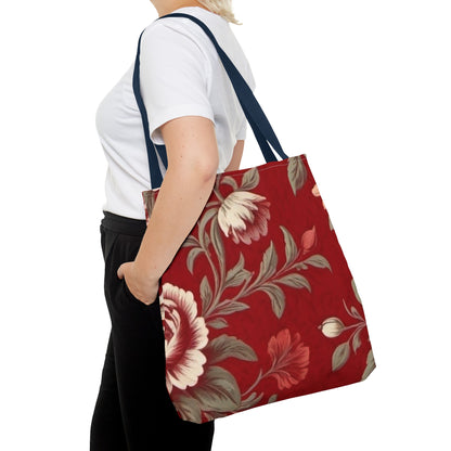 Red Victorian Floral Tote Bag (AOP)