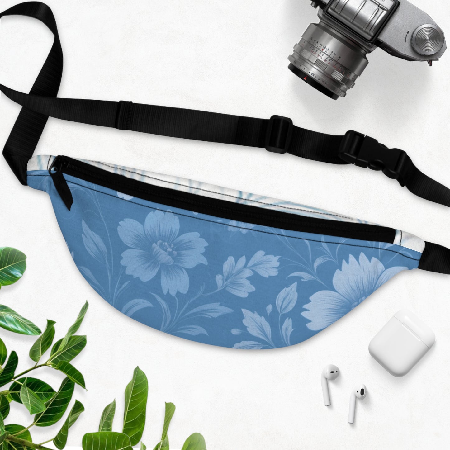 Blue Victorian Floral Fanny Pack