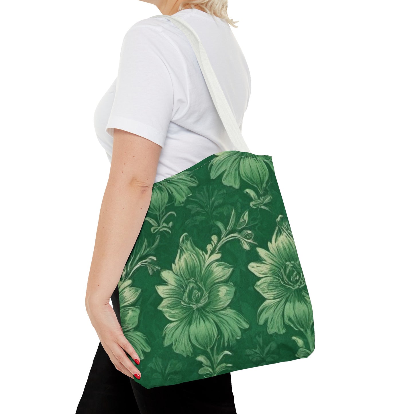 Green Victorian Floral Tote Bag (AOP)