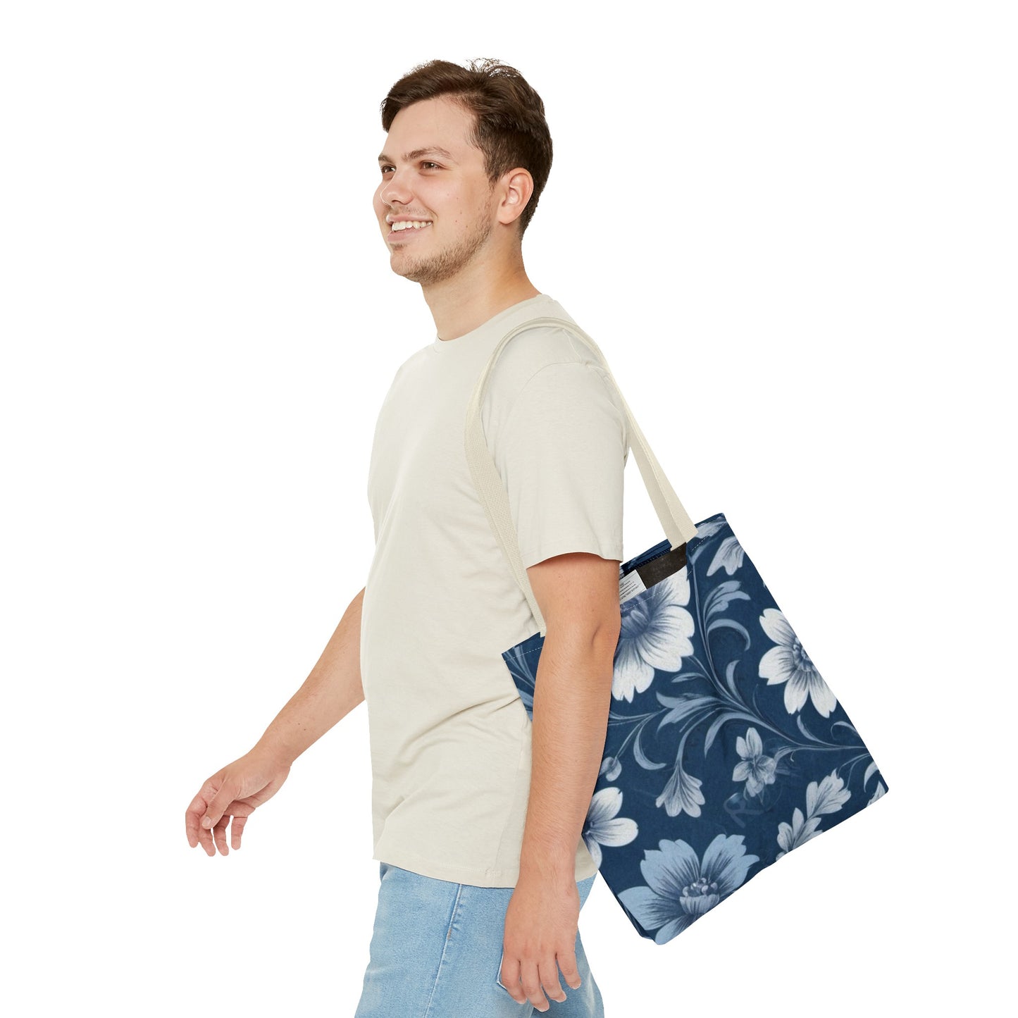 Blue Victorian Floral Tote Bag