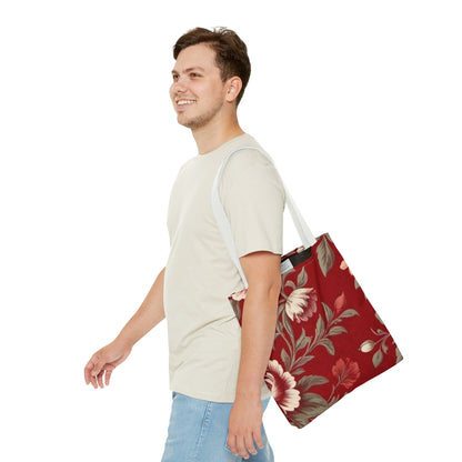 Red Victorian Floral Tote Bag (AOP)