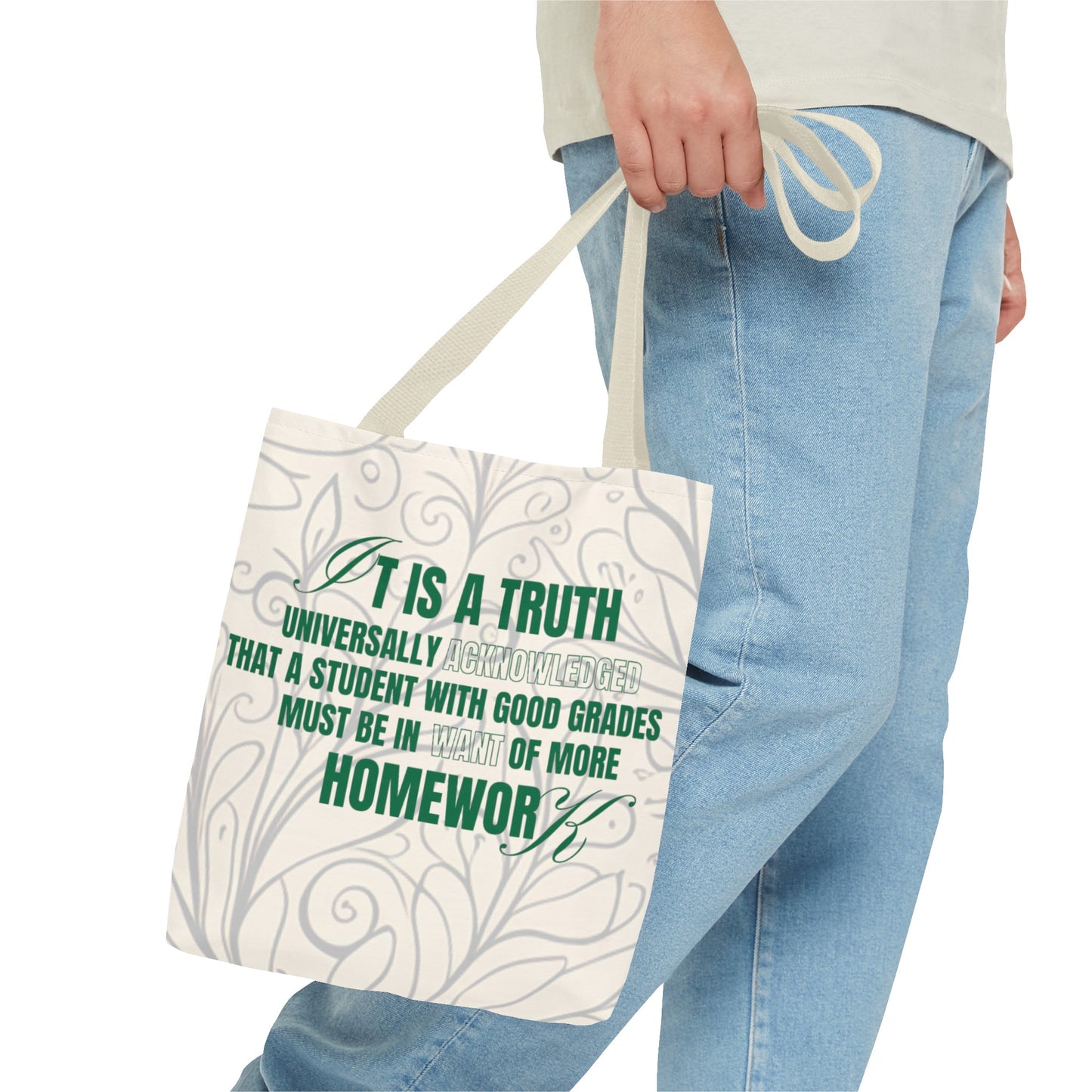 It's A Truth Universally Acknowledged White Tote Bag (AOP)