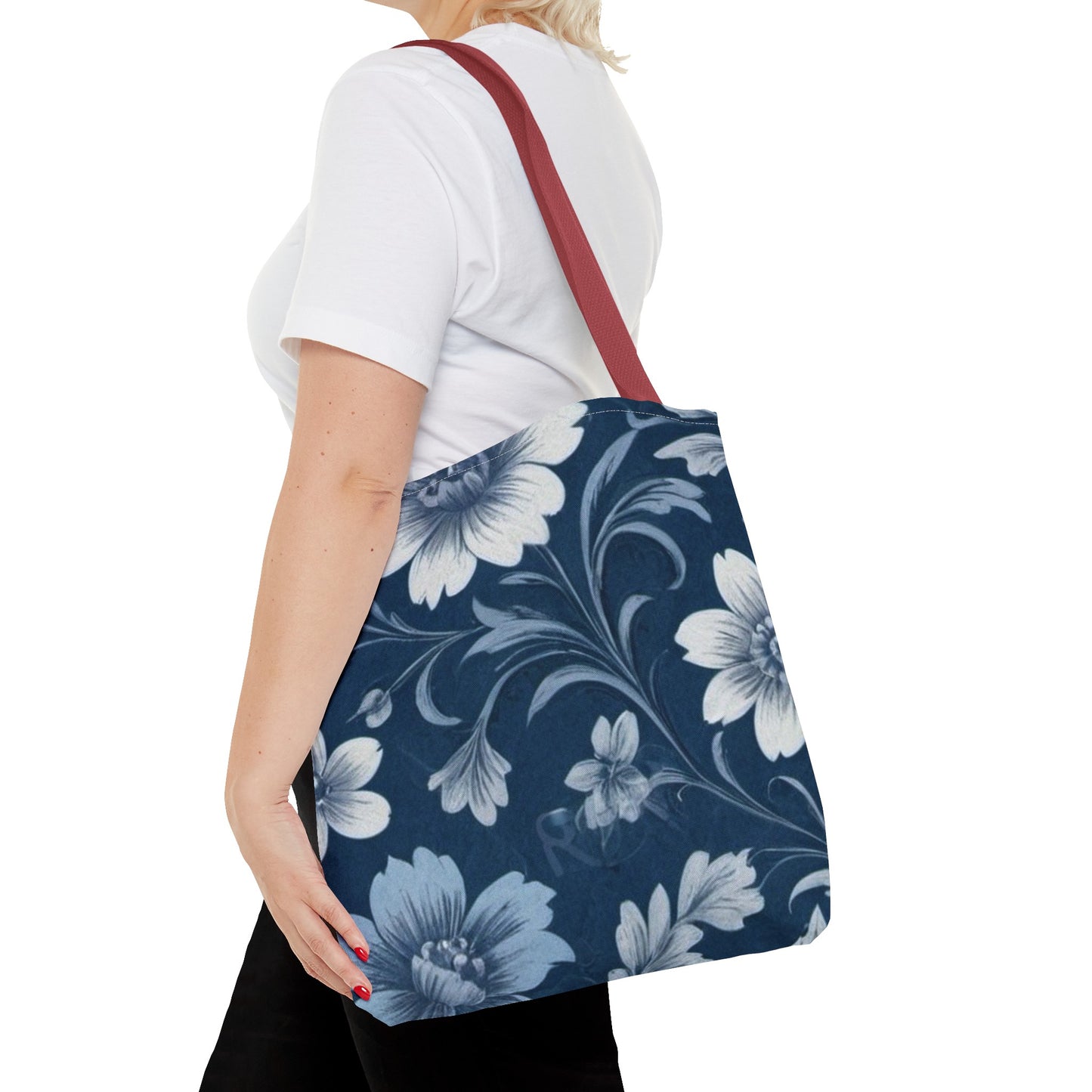 Blue Victorian Floral Tote Bag