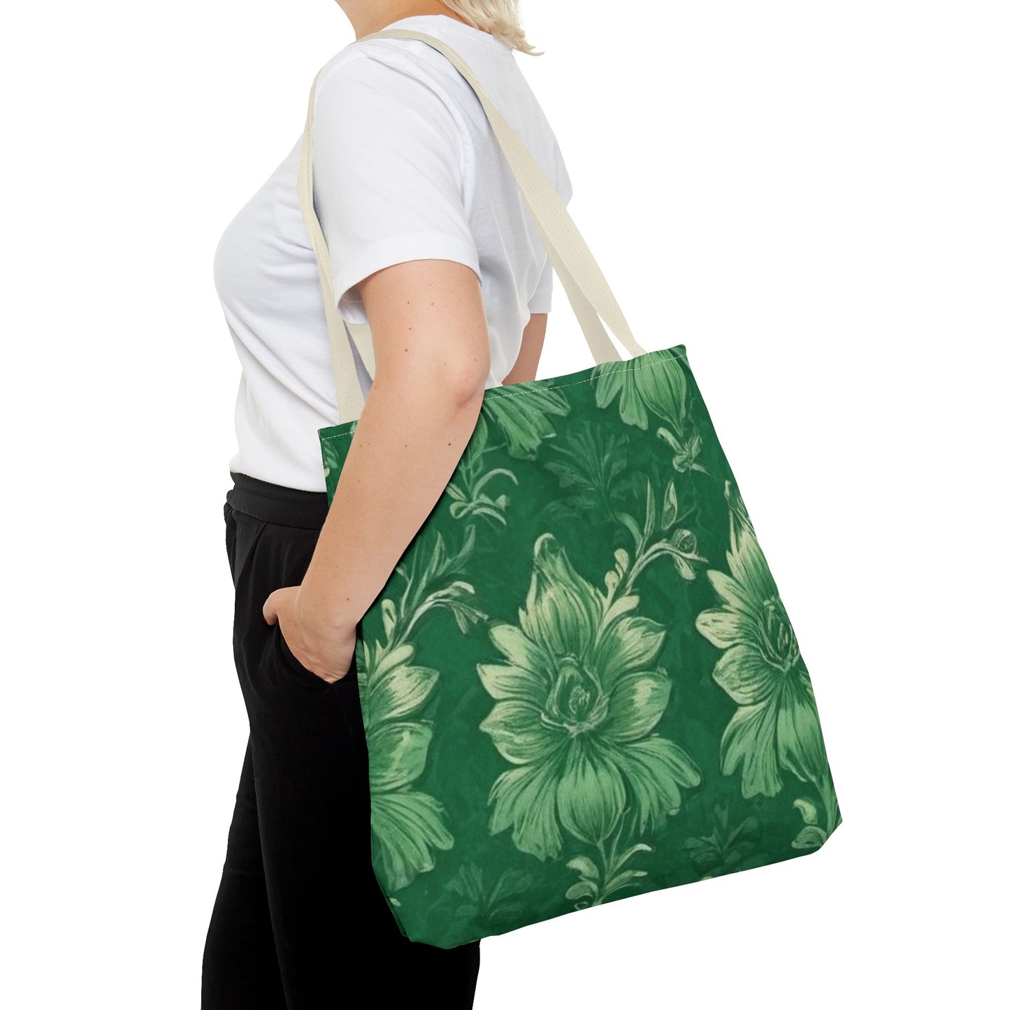 Green Victorian Floral Tote Bag (AOP)