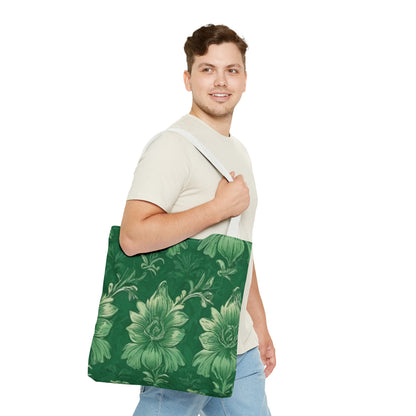 Green Victorian Floral Tote Bag (AOP)