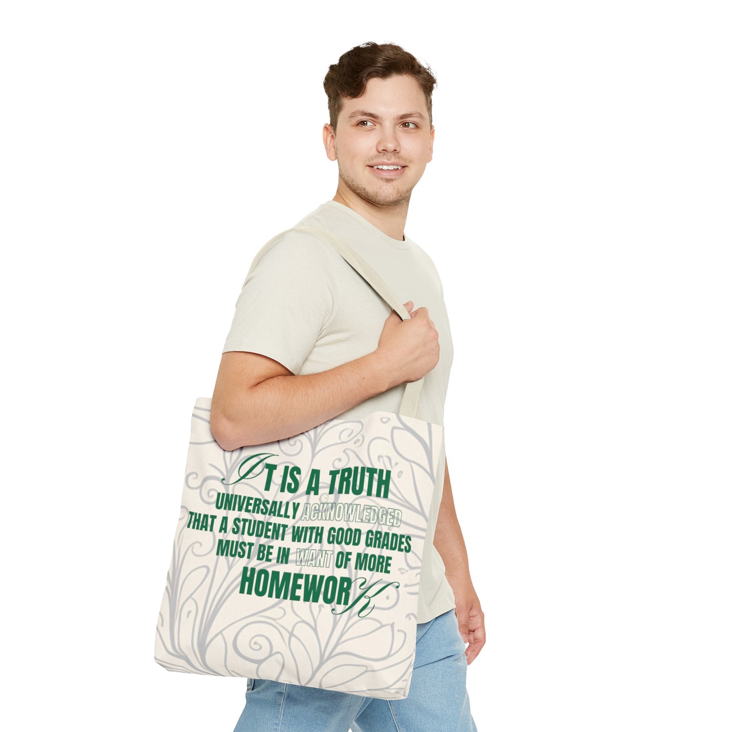 It's A Truth Universally Acknowledged White Tote Bag (AOP)