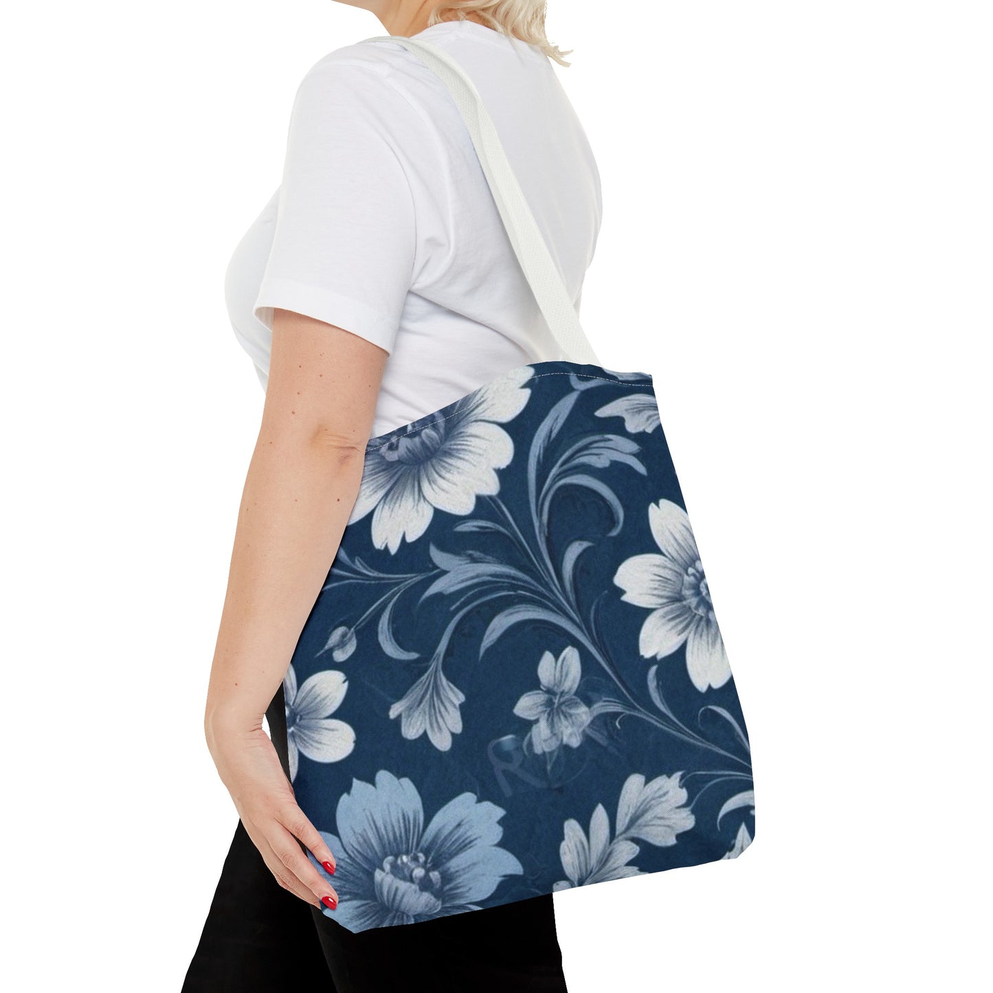 Blue Victorian Floral Tote Bag