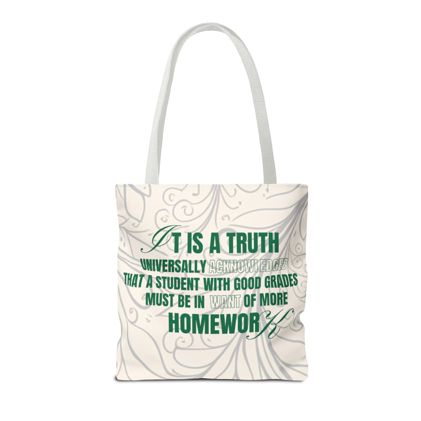 It's A Truth Universally Acknowledged White Tote Bag (AOP)