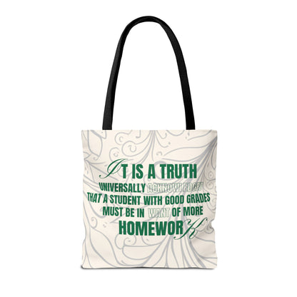 It's A Truth Universally Acknowledged White Tote Bag (AOP)