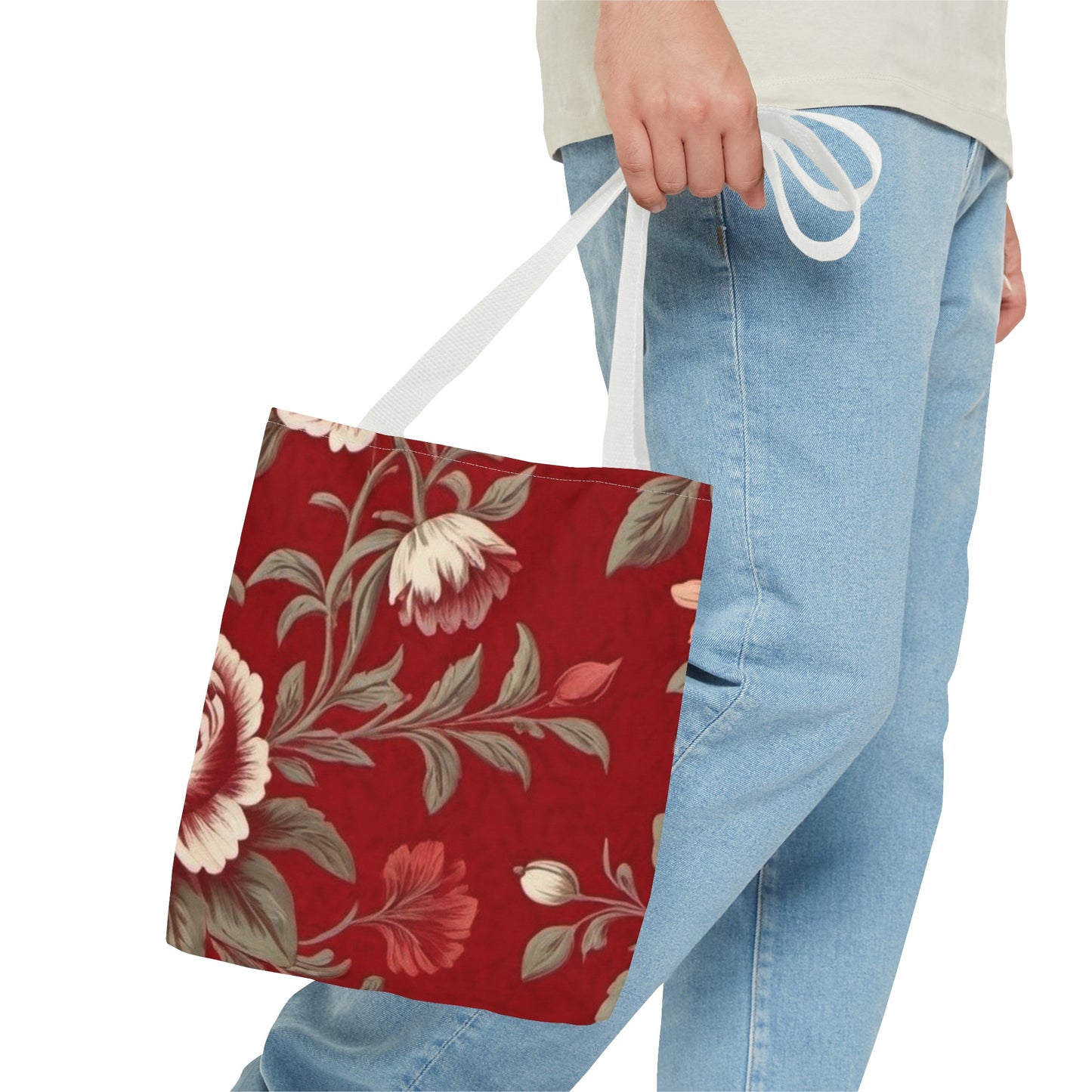 Red Victorian Floral Tote Bag (AOP)