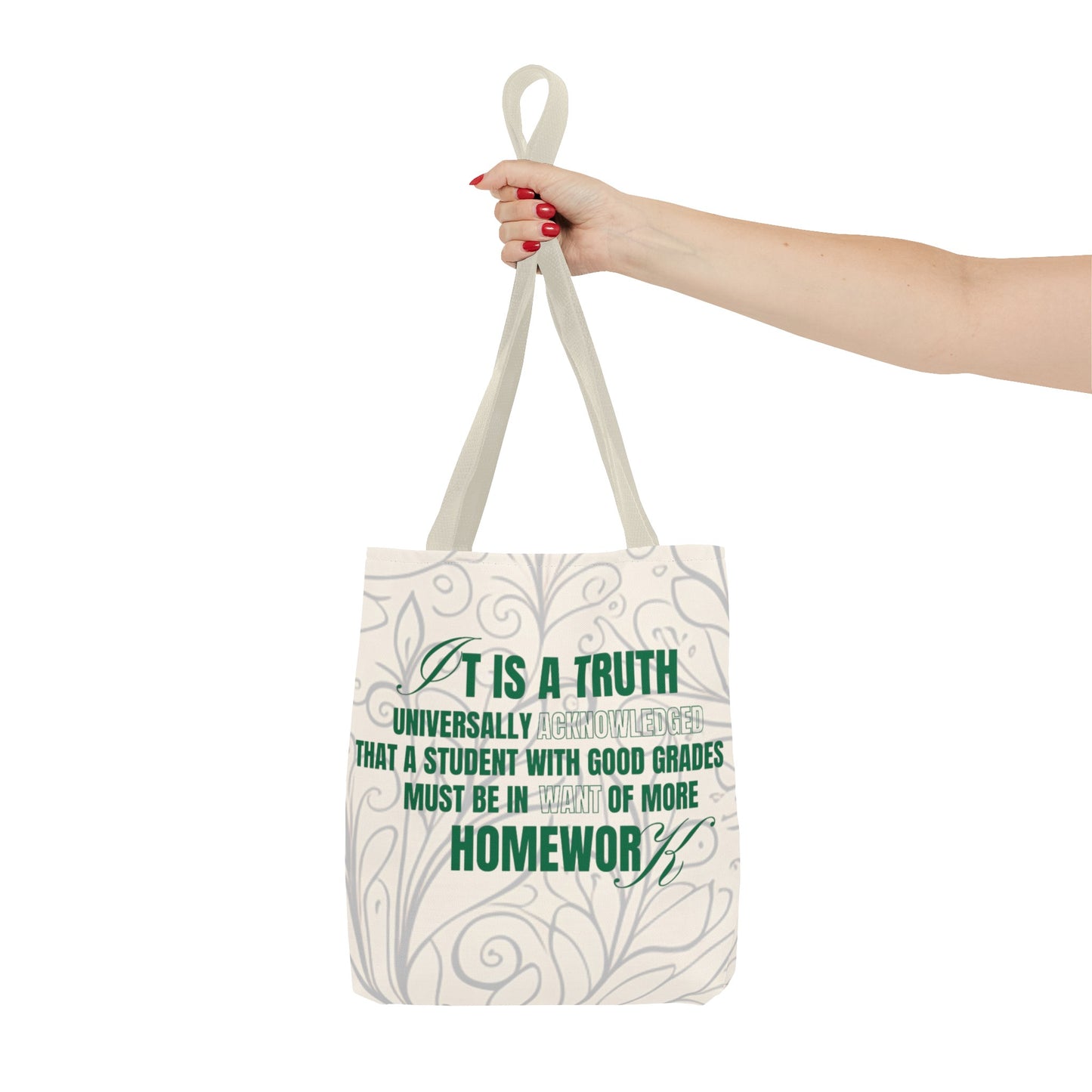 It's A Truth Universally Acknowledged White Tote Bag (AOP)