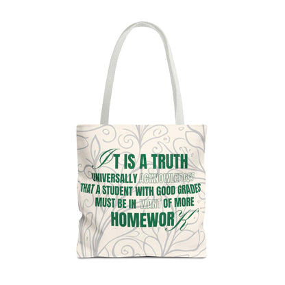 It's A Truth Universally Acknowledged White Tote Bag (AOP)