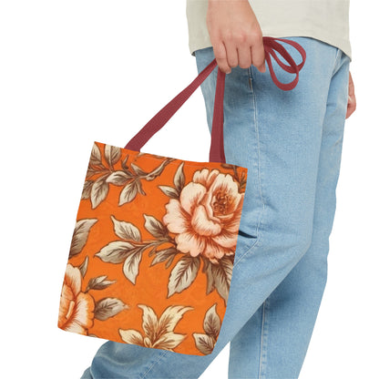 Orange Floral Tote Bag (AOP)