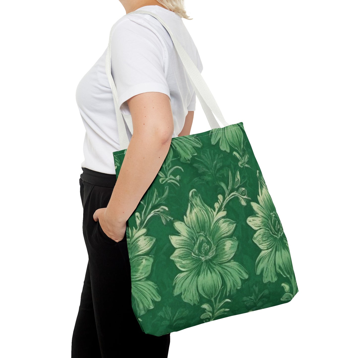 Green Victorian Floral Tote Bag (AOP)