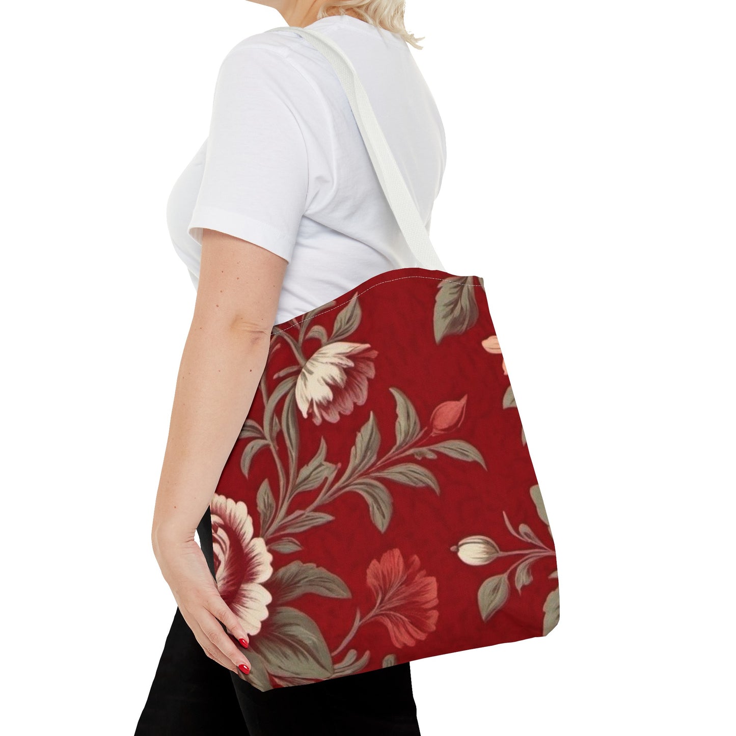 Red Victorian Floral Tote Bag (AOP)