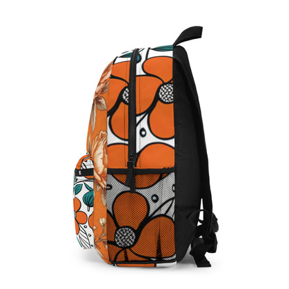 Bright Orange Floral Backpack