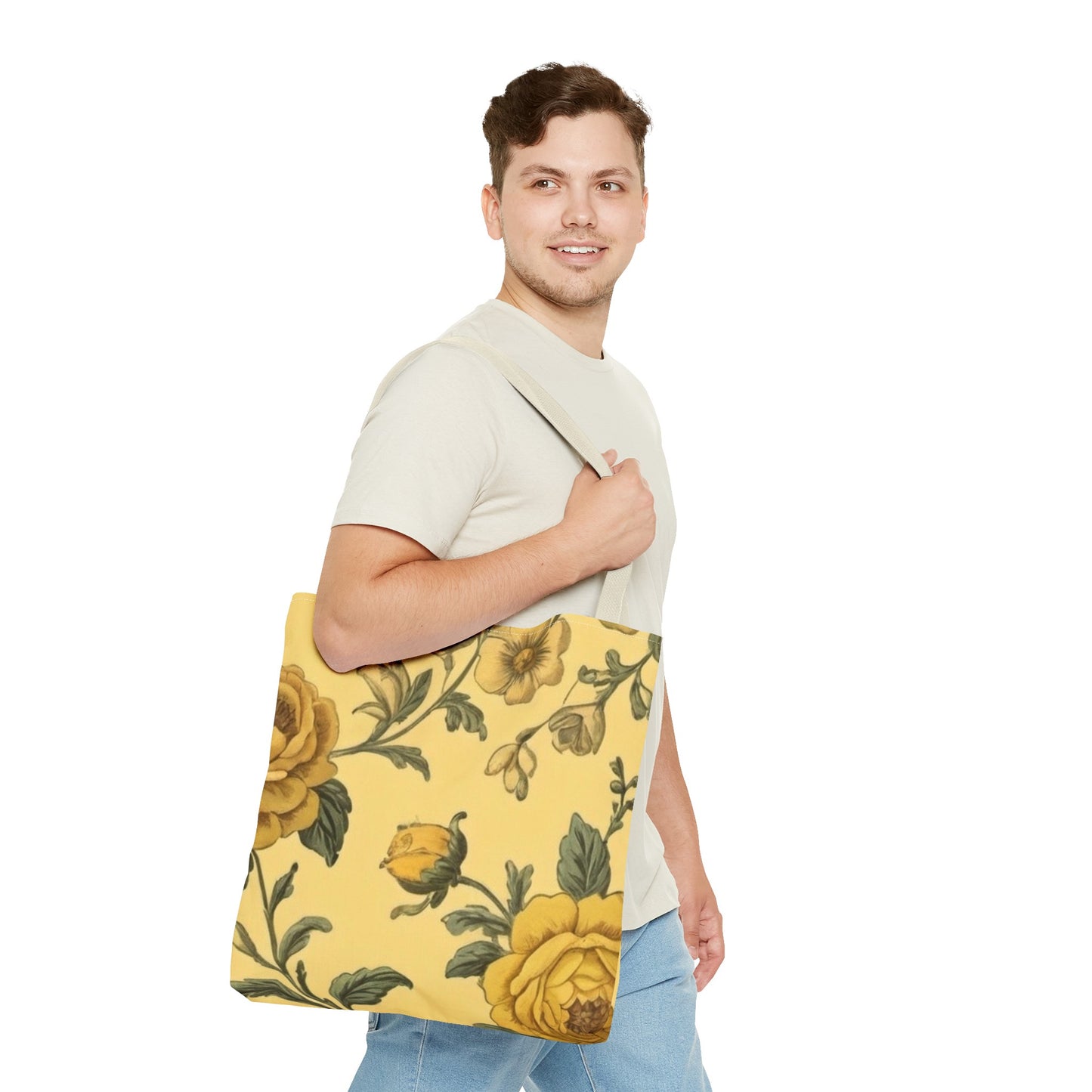 Yellow Victorian Floral Tote Bag (AOP)