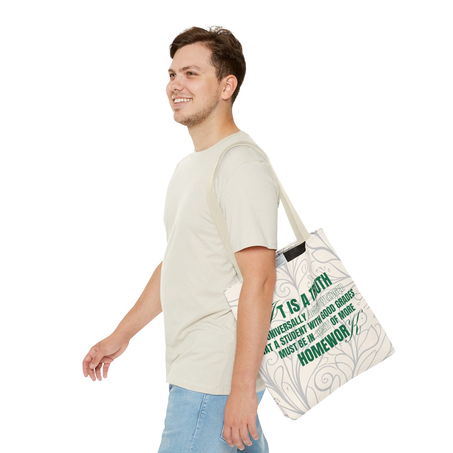 It's A Truth Universally Acknowledged White Tote Bag (AOP)