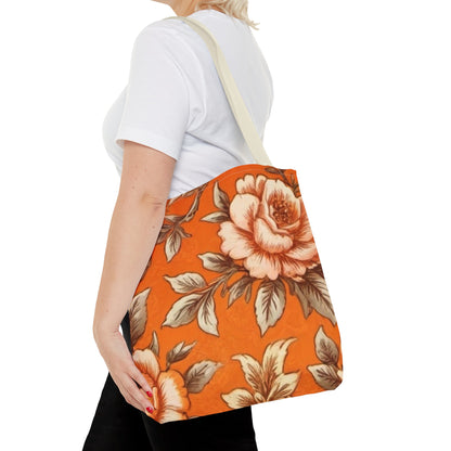 Orange Floral Tote Bag (AOP)