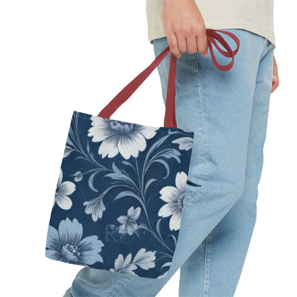 Blue Victorian Floral Tote Bag