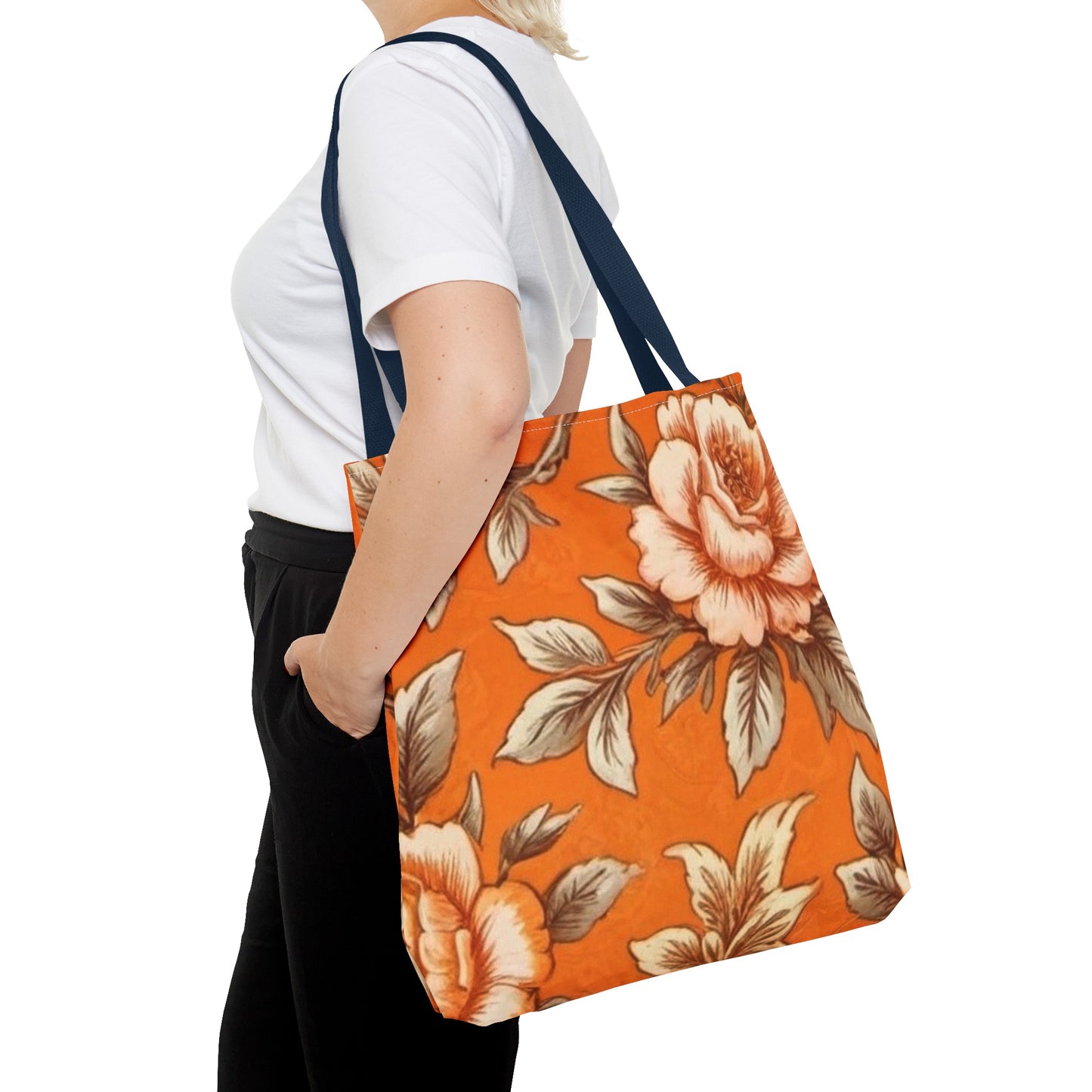 Orange Floral Tote Bag (AOP)