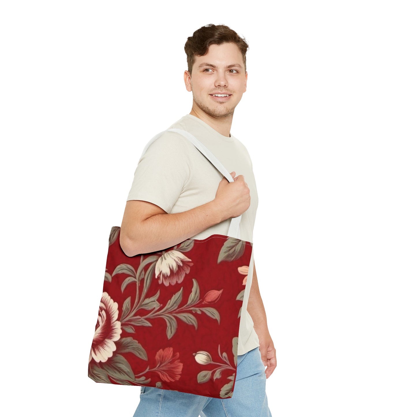 Red Victorian Floral Tote Bag (AOP)