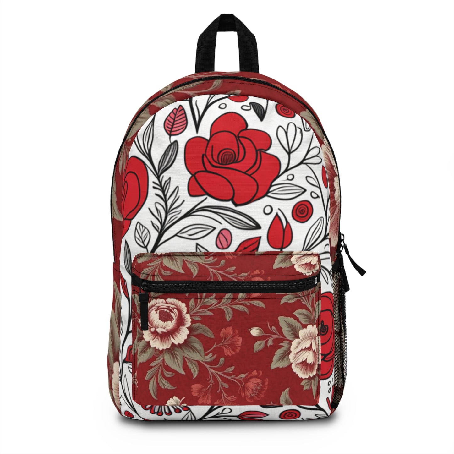 Red Victorian Floral Backpack