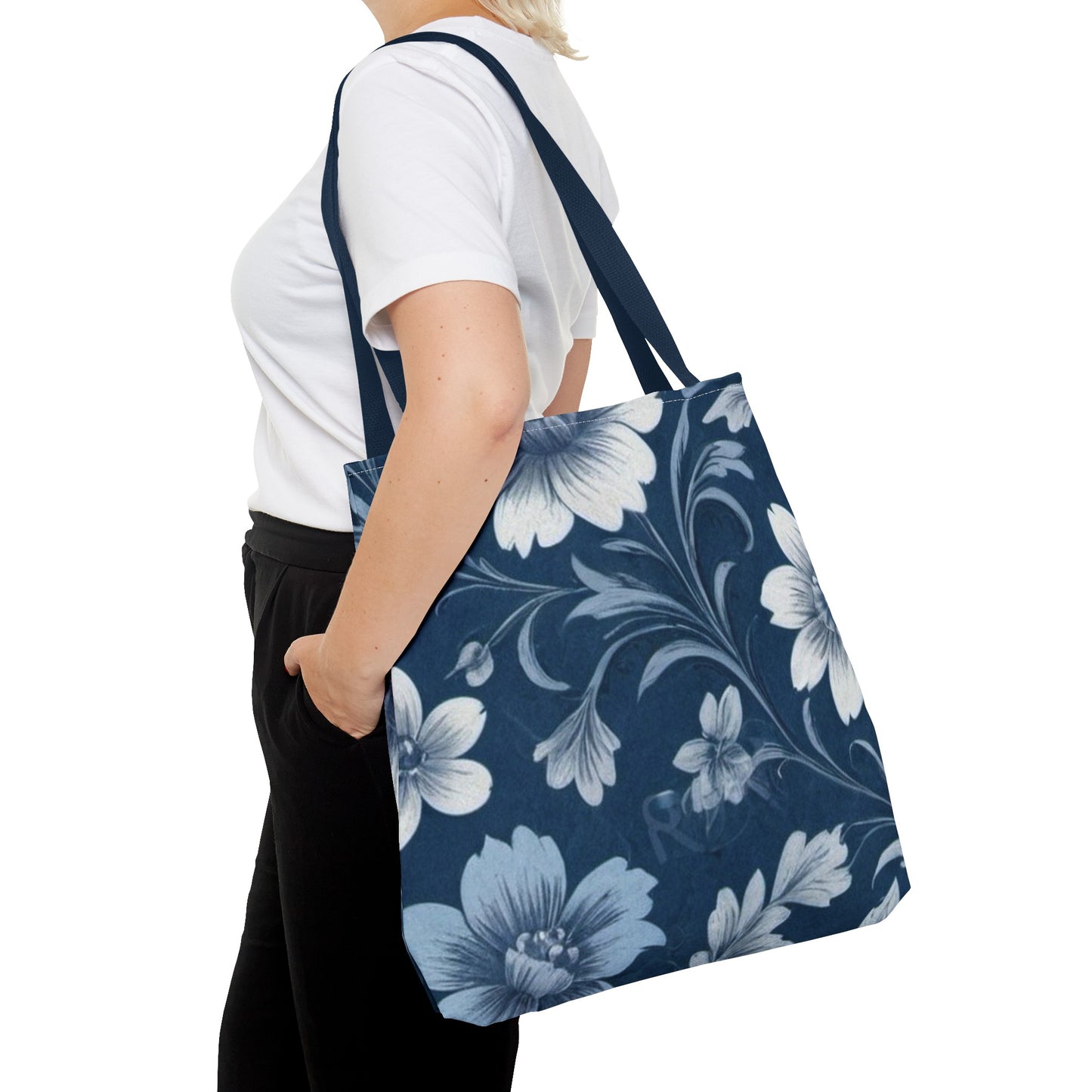 Blue Victorian Floral Tote Bag