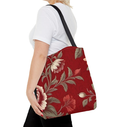 Red Victorian Floral Tote Bag (AOP)