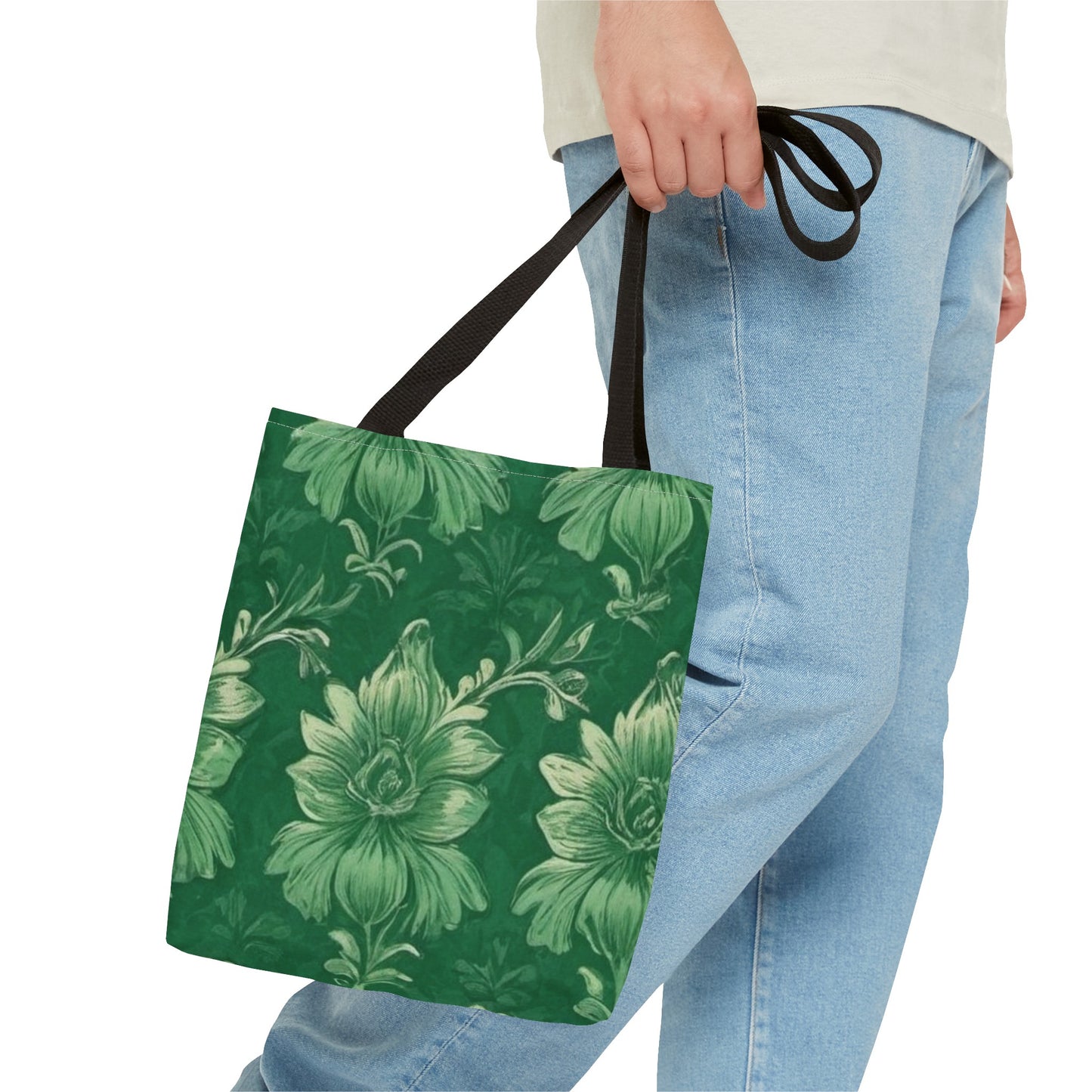 Green Victorian Floral Tote Bag (AOP)