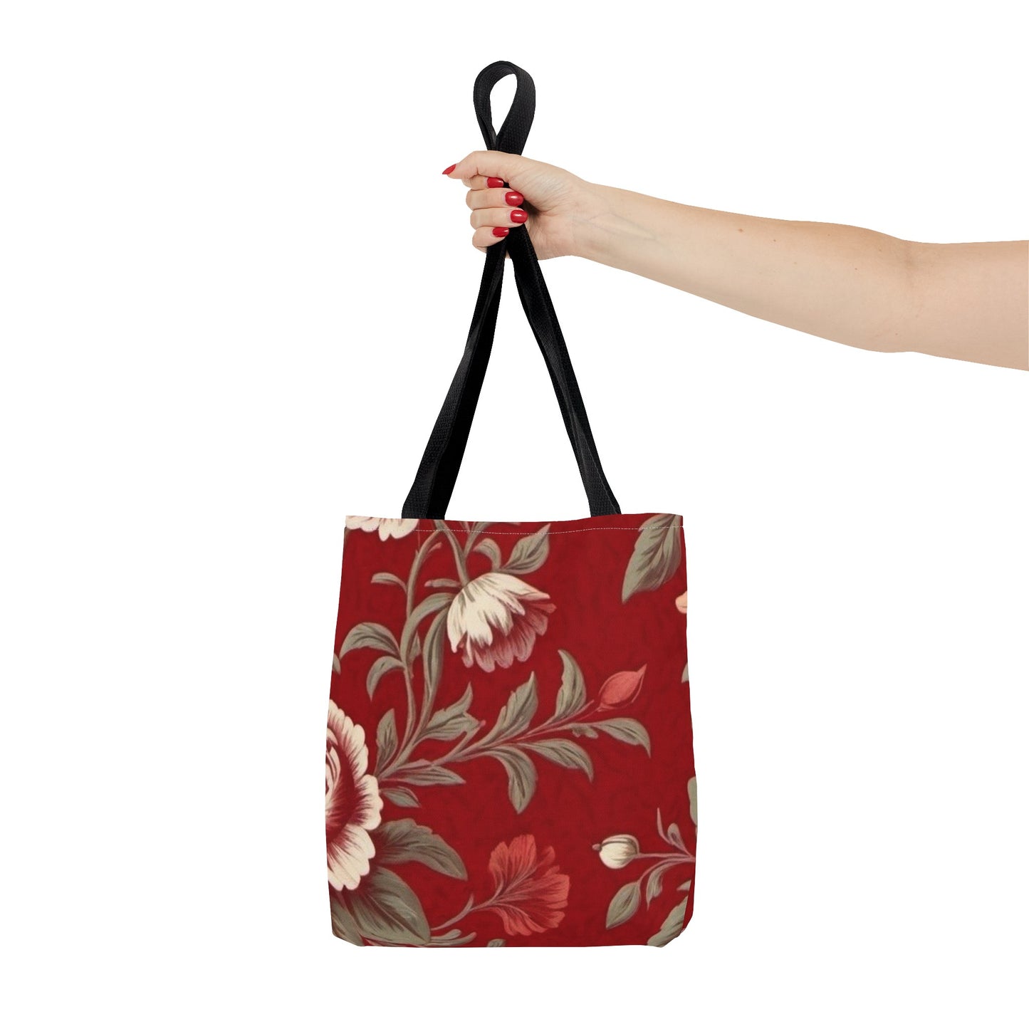 Red Victorian Floral Tote Bag (AOP)