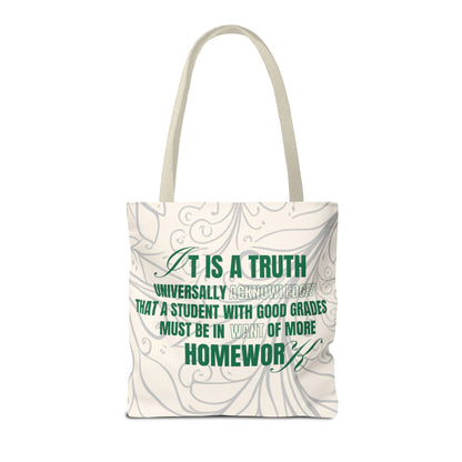 It's A Truth Universally Acknowledged White Tote Bag (AOP)