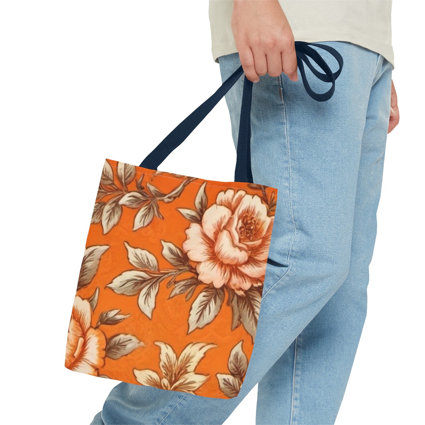 Orange Floral Tote Bag (AOP)