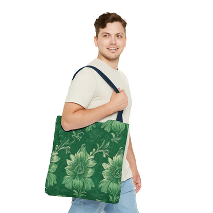 Green Victorian Floral Tote Bag (AOP)