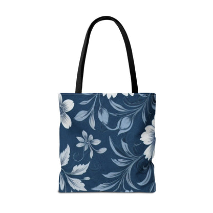 Blue Victorian Floral Tote Bag