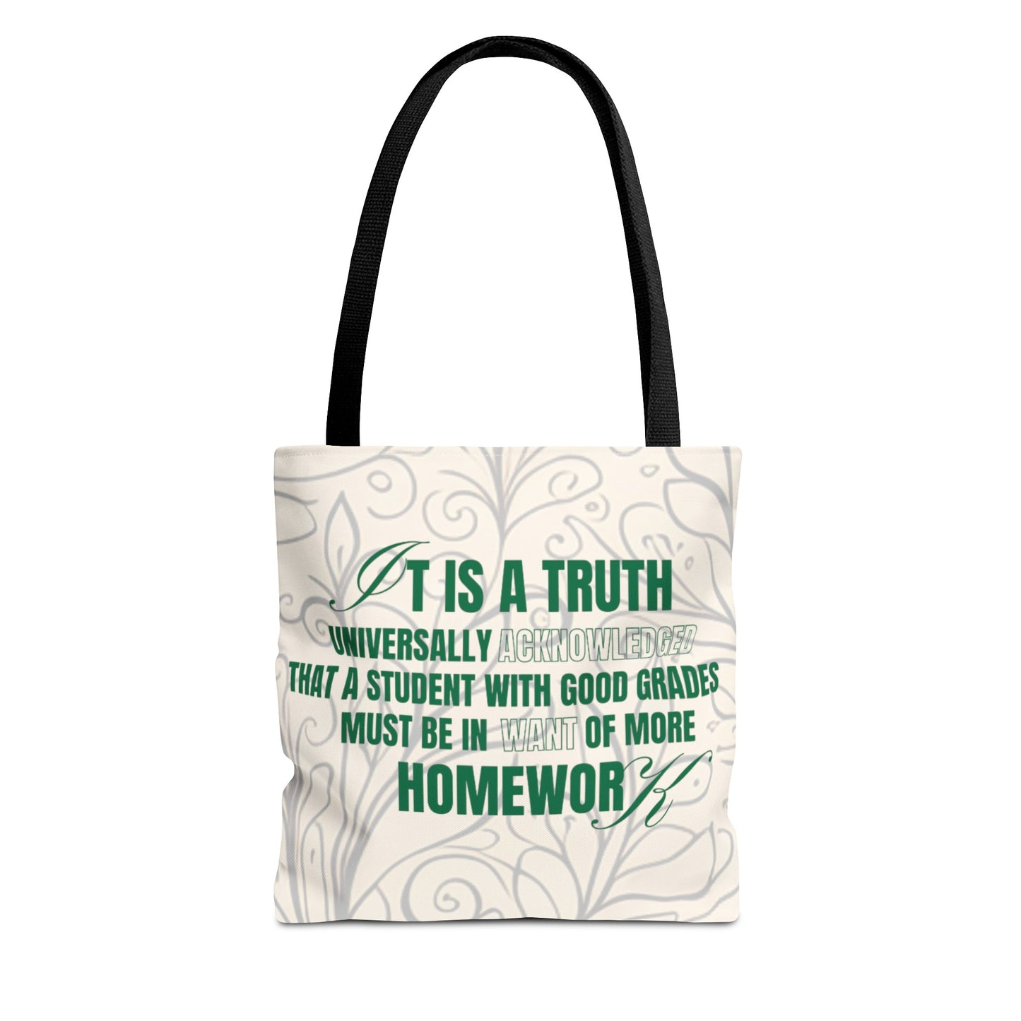 It's A Truth Universally Acknowledged White Tote Bag (AOP)