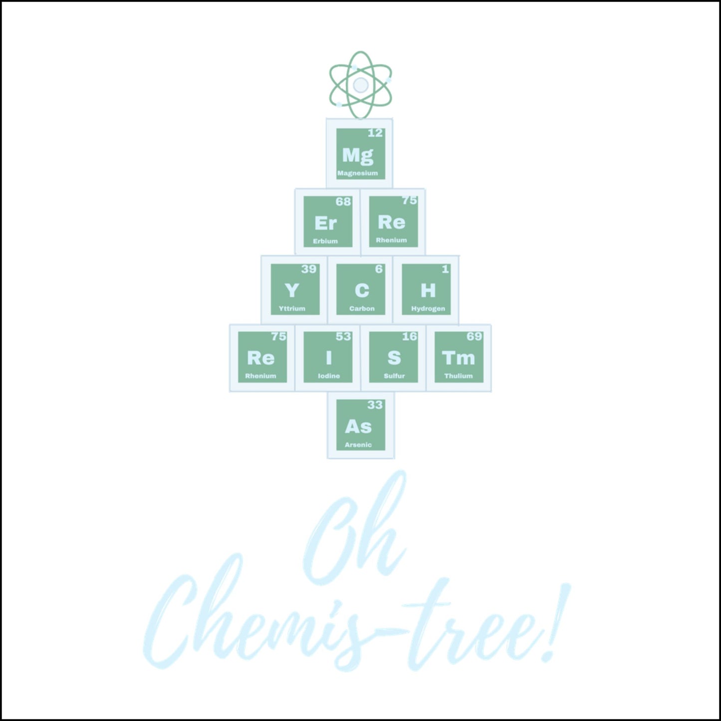 Acrylic Ornament - Periodic Table Christmas Tree Green + Ice Blue