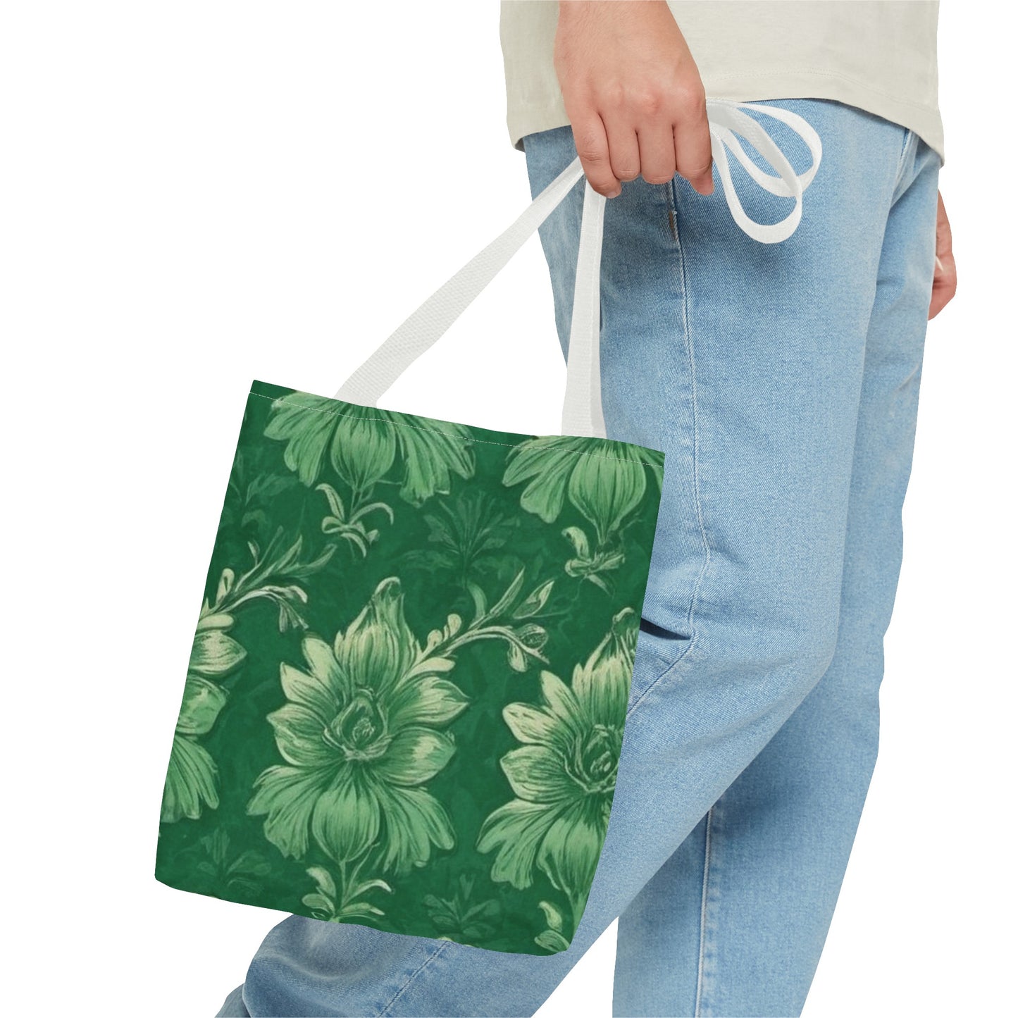 Green Victorian Floral Tote Bag (AOP)