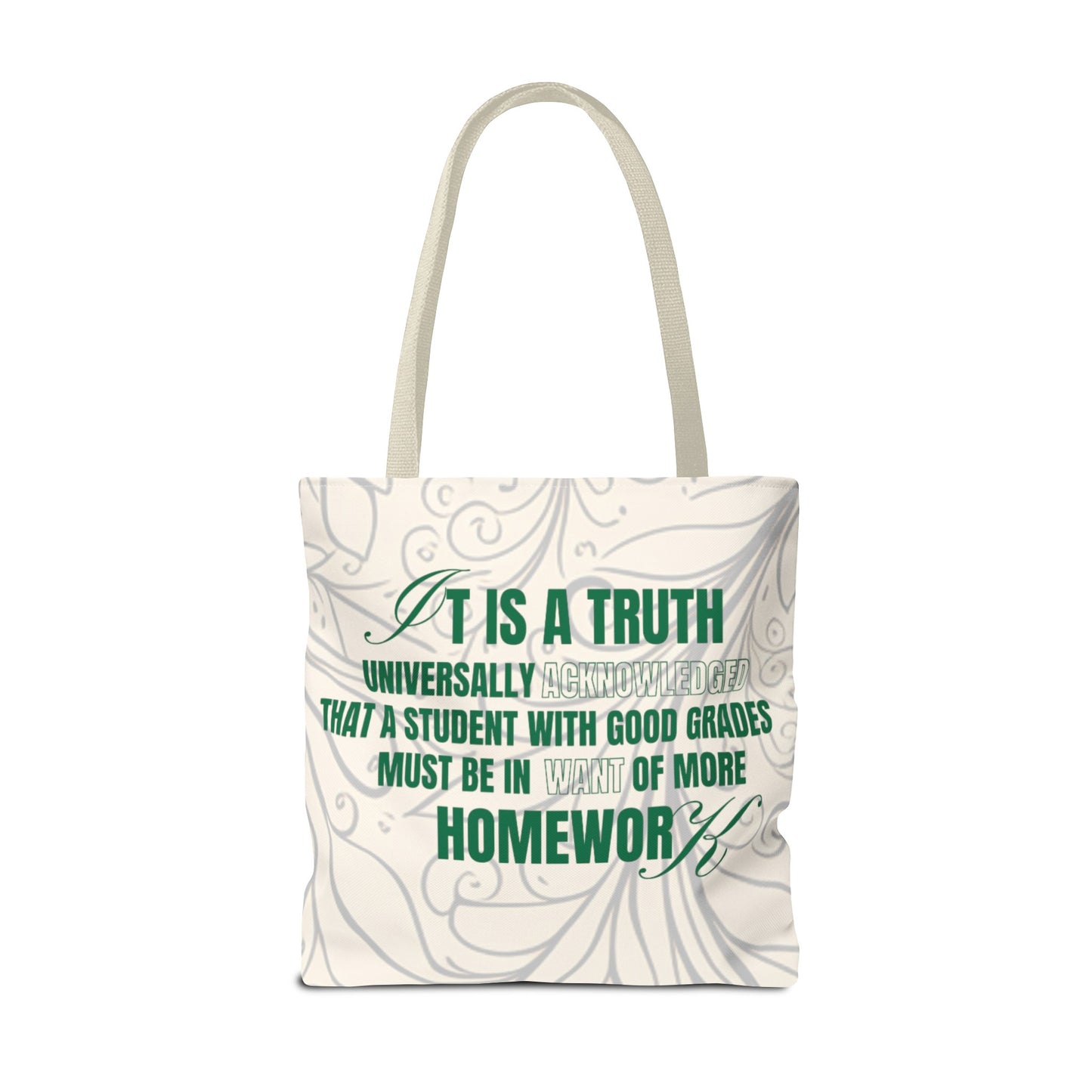 It's A Truth Universally Acknowledged White Tote Bag (AOP)