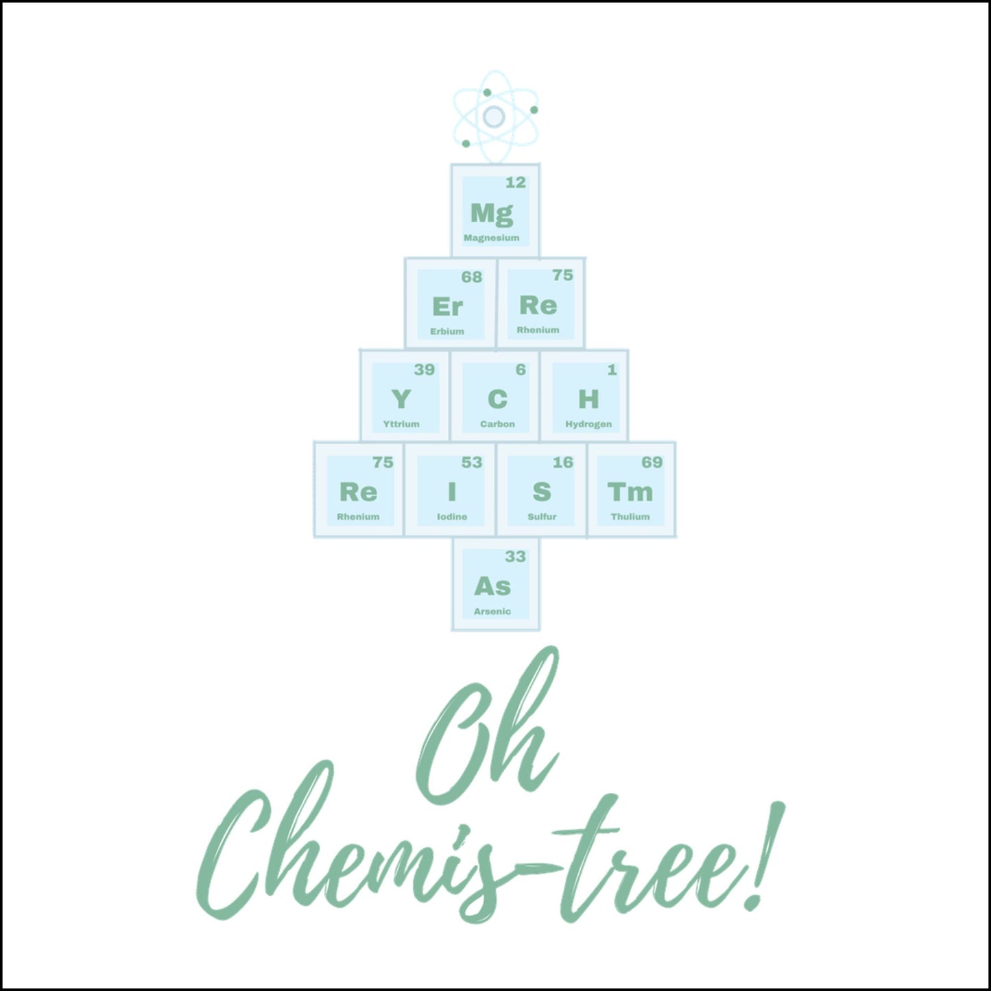 Acrylic Ornament - Periodic Table Christmas Tree Ice Blue+ Green