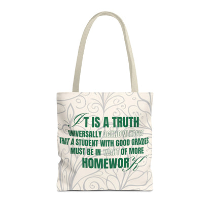 It's A Truth Universally Acknowledged White Tote Bag (AOP)