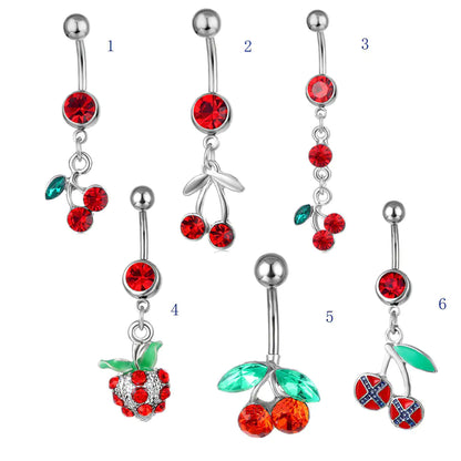 Piercing Jewelry Fruit Cherry Pendant Belly Ring