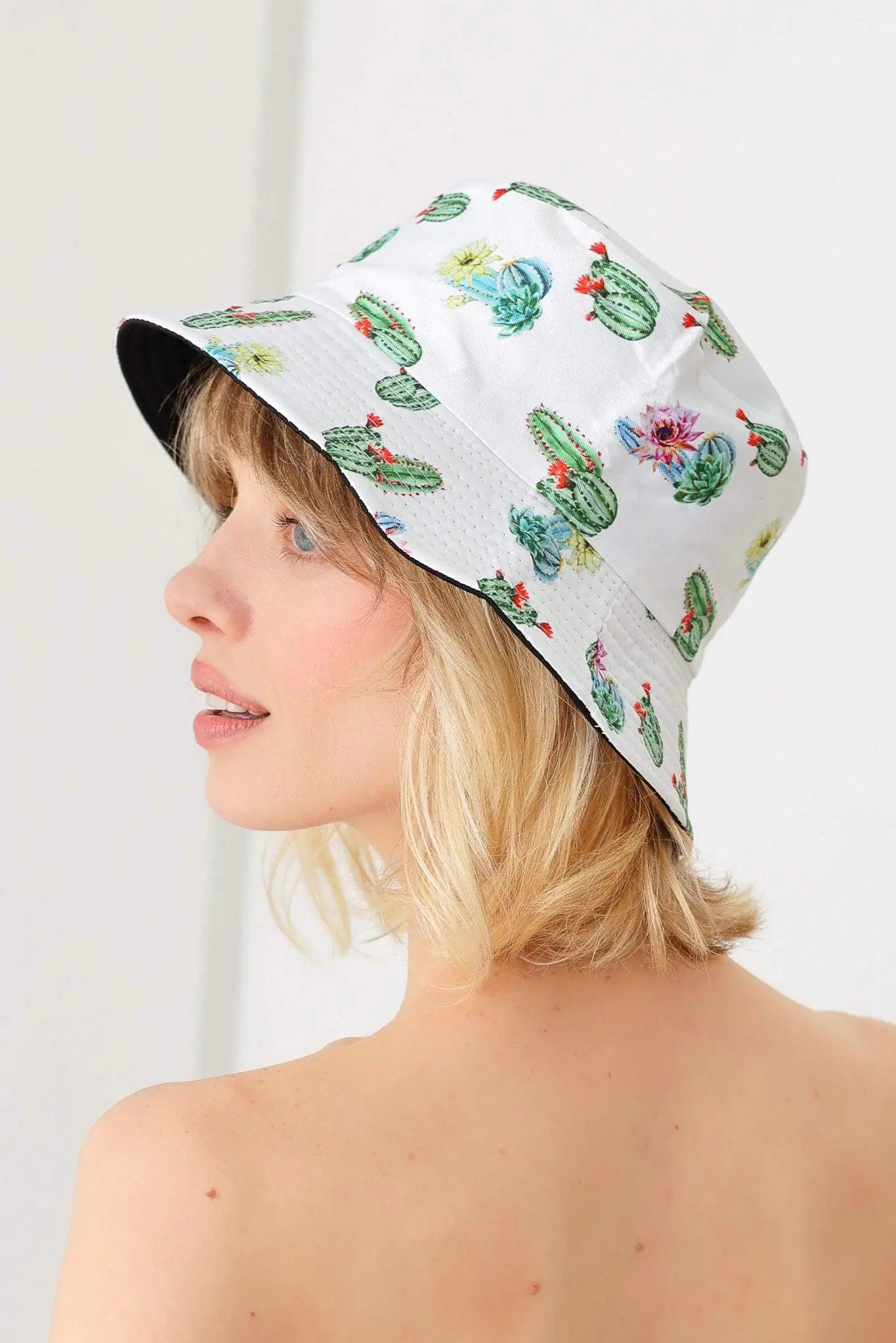 Cactus Print Double-Side-Wear Reversible Bucket Hat