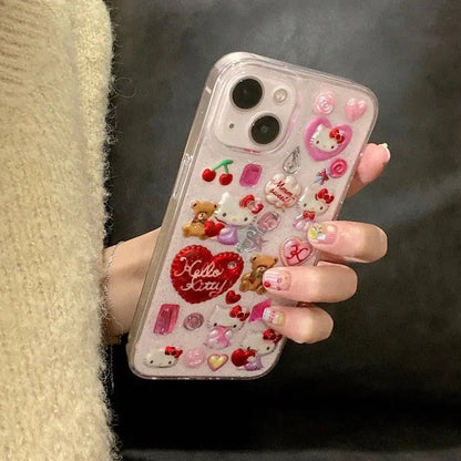 Hello Kitty Clear Teddy Multicharm Phone Cases