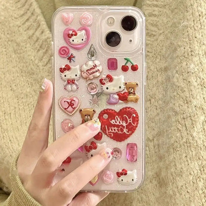 Hello Kitty Clear Teddy Multicharm Phone Cases